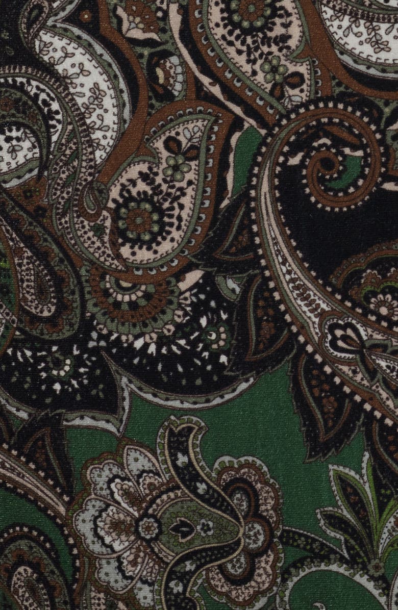 Julia Jordan Paisley Long Sleeve Velvet Midi Dress, Alternate, color, Green Multi