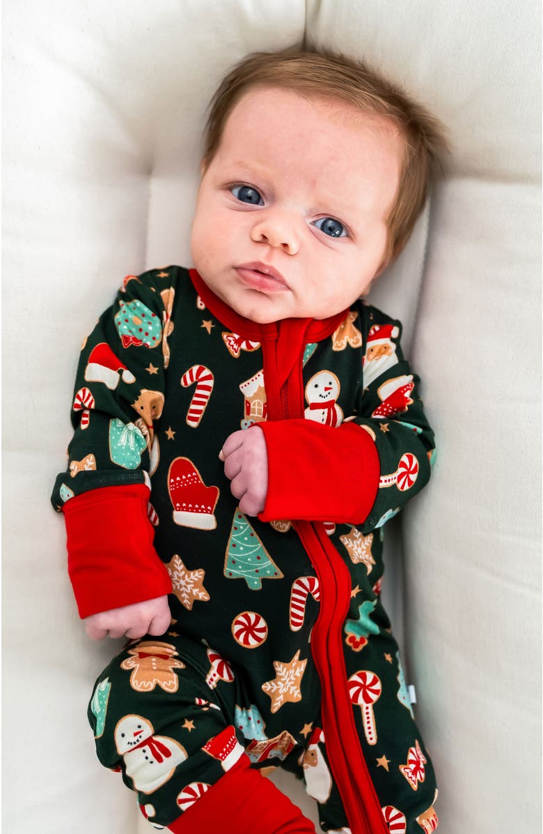 Laree + Co Scarlett Christmas Cookies Convertible Baby Footie, Alternate, color, Red
