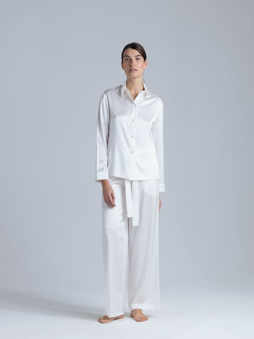 Alas Silk Long Sleeve Shirt In White