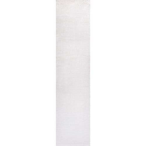 Jonathan Y Cole Modern Minimalist Pinstripe High-low Area Rug In White/silver