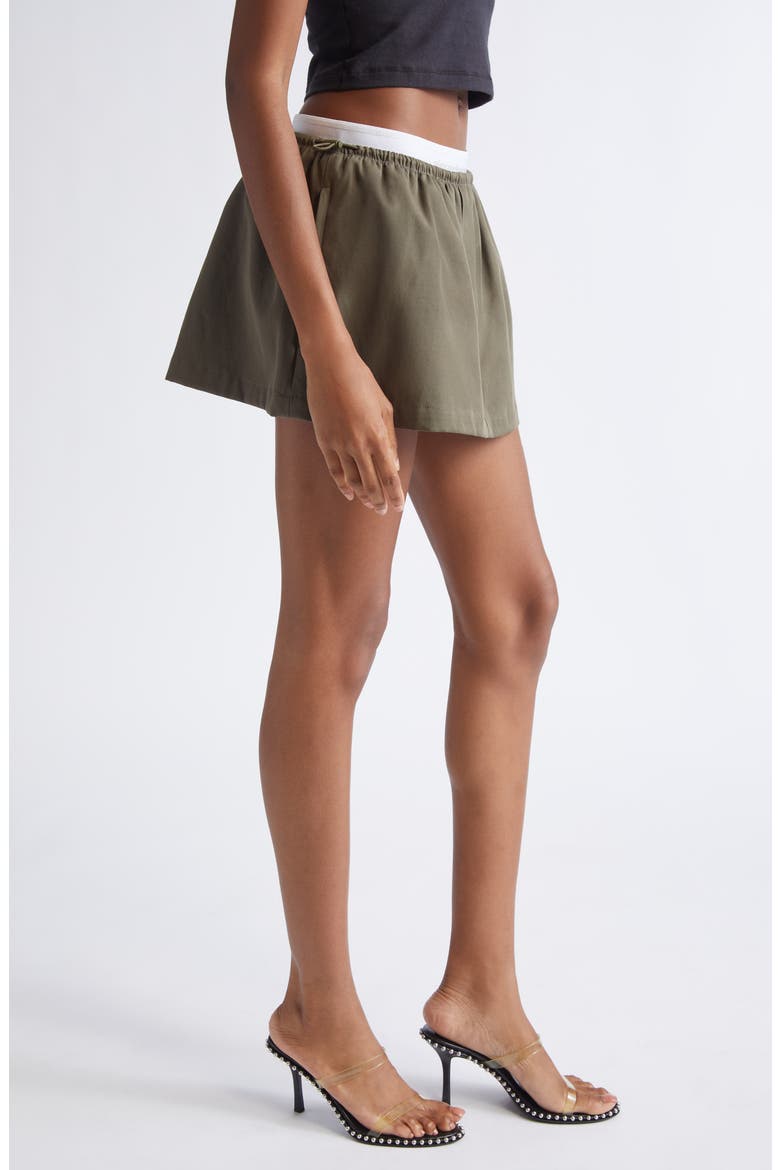 Logo Elastic Cotton Twill Miniskirt, Alternate, color, ARMY GREEN