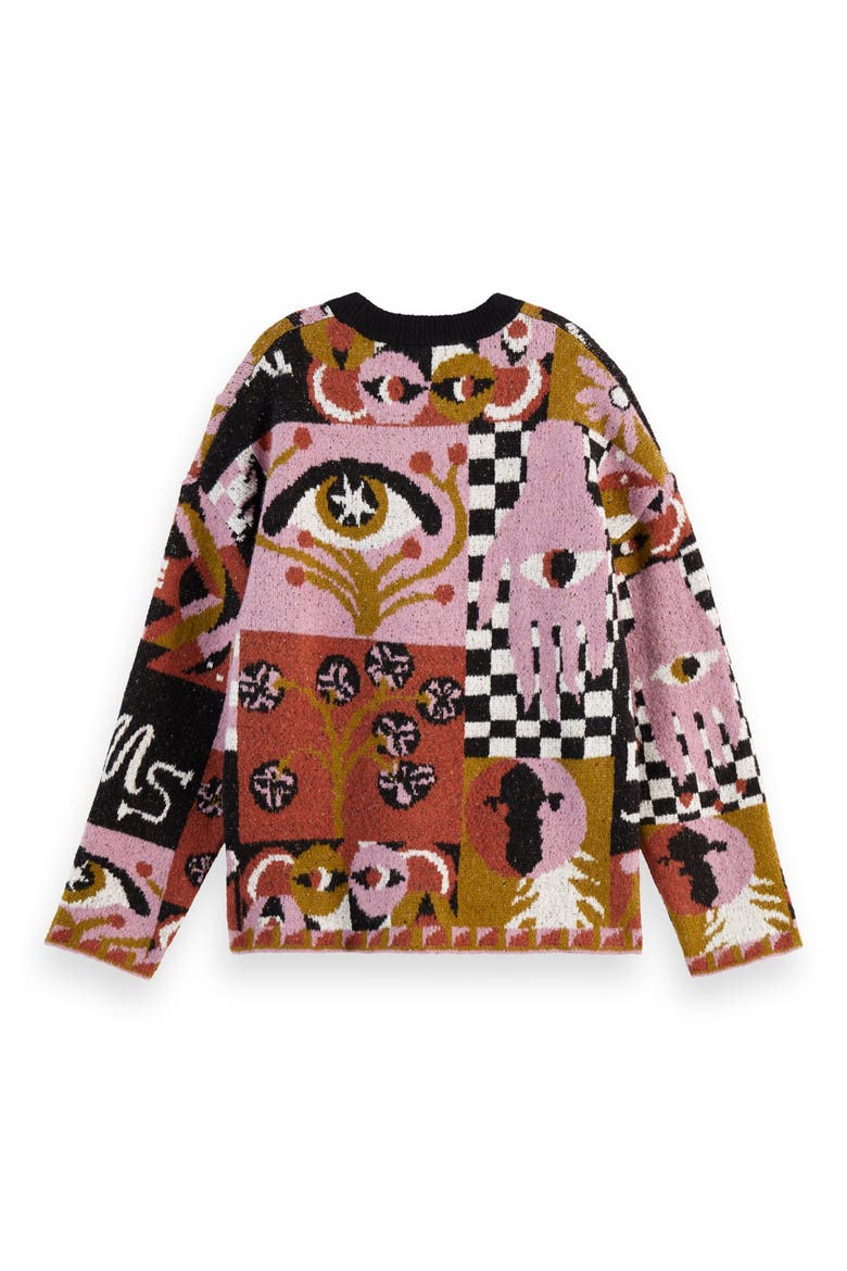 Oversize Jacquard Collage Sweater, Alternate, color, FREE MIND JACQUARD