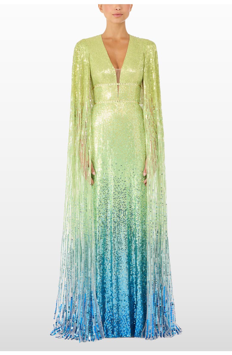Jenny Packham Easy Breezy Sequin-Embellished Maxi Dress, Alternate, color, Illusion