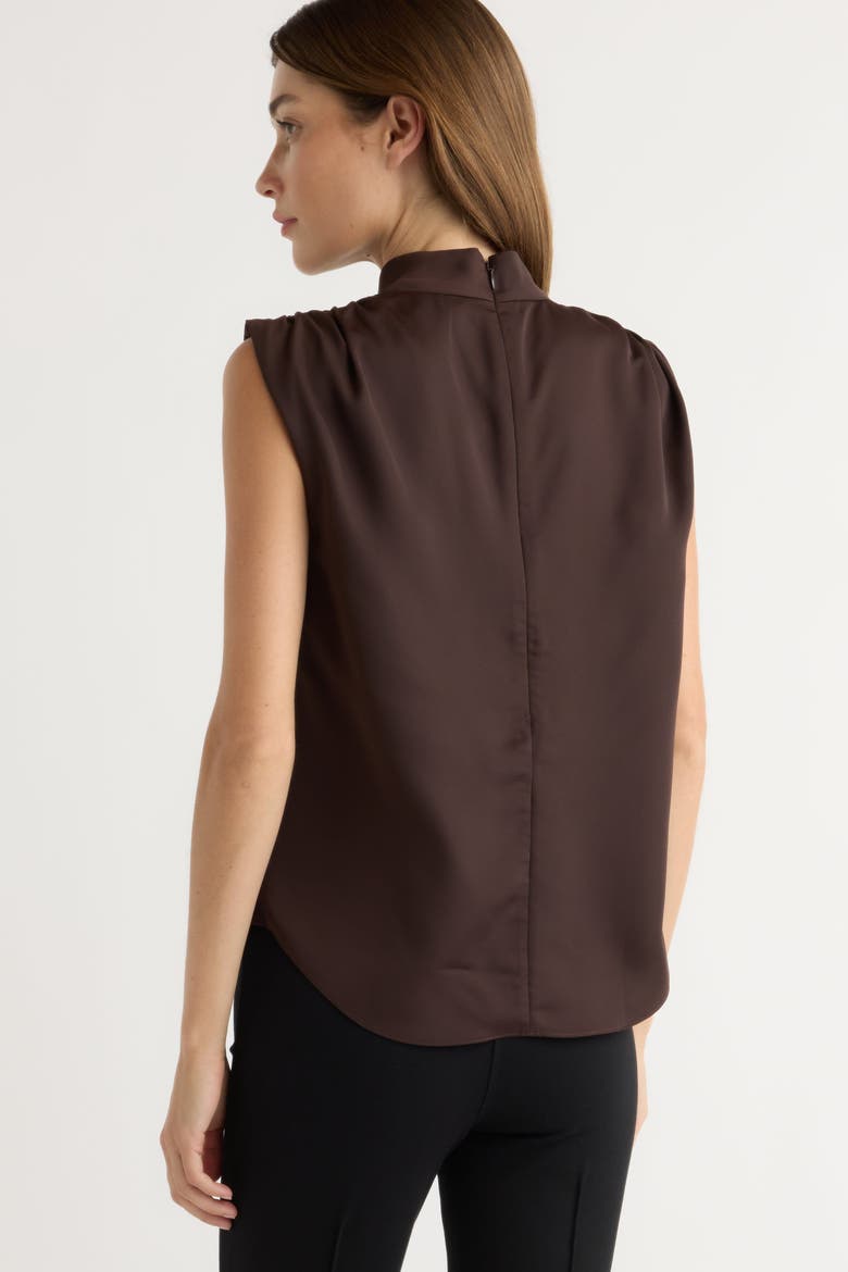 Allegra Gathered-Neck Sleeveless Blouse, Alternate, color, Plum