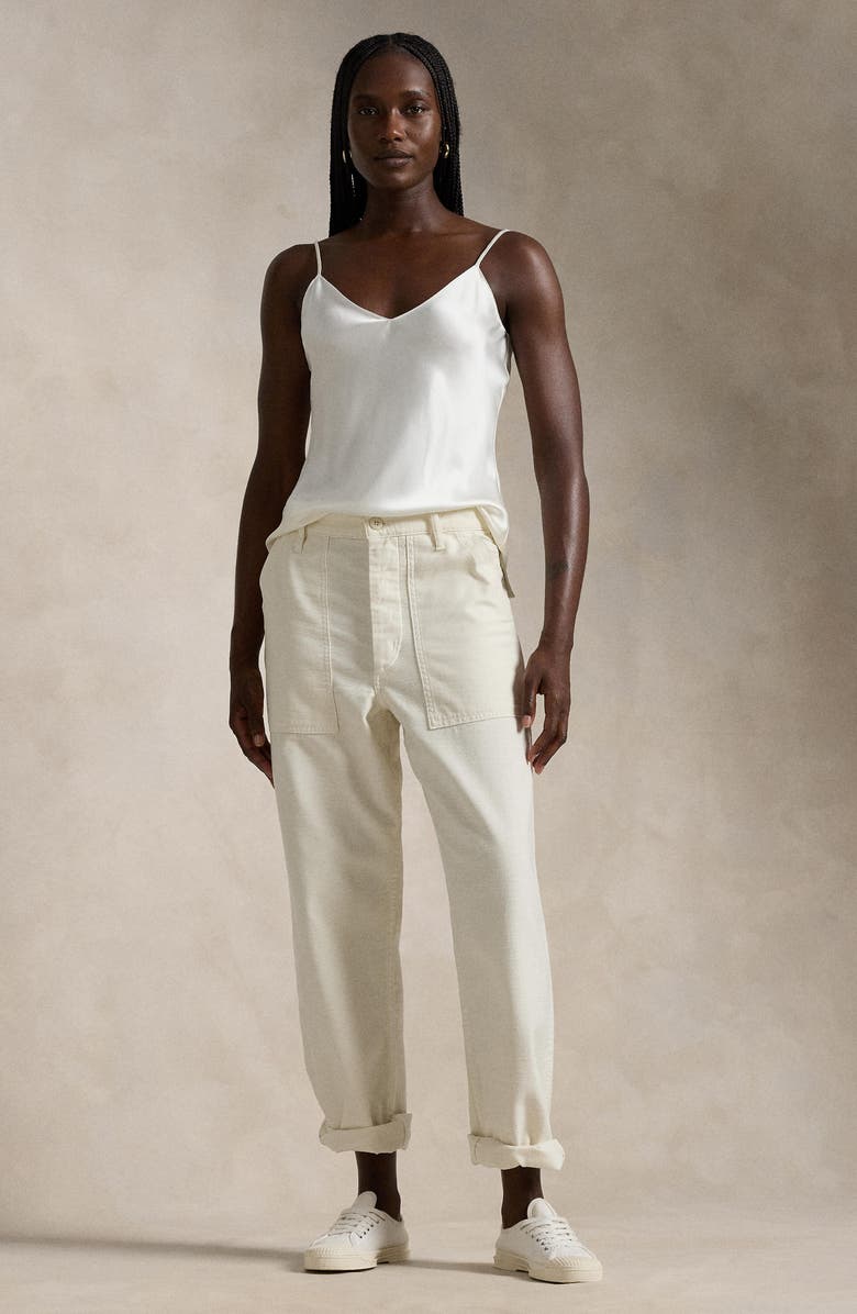 Polo Ralph Lauren Ricky Cotton Sateen Pants, Alternate, color, Ecru