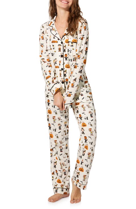 Print Stretch Organic Cotton Jersey Pajamas (Regular & Plus)