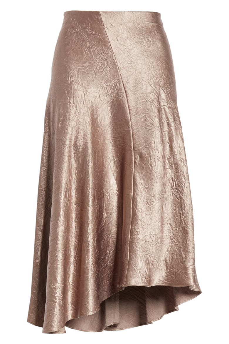 Asymmetrical Crinkled Satin Skirt, Alternate, color, TAUPE