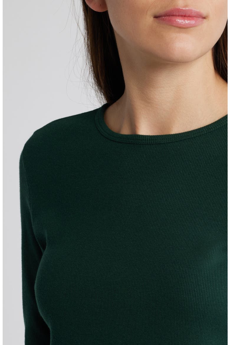 Rib Crewneck Long Sleeve Top, Alternate, color, GREEN PARK
