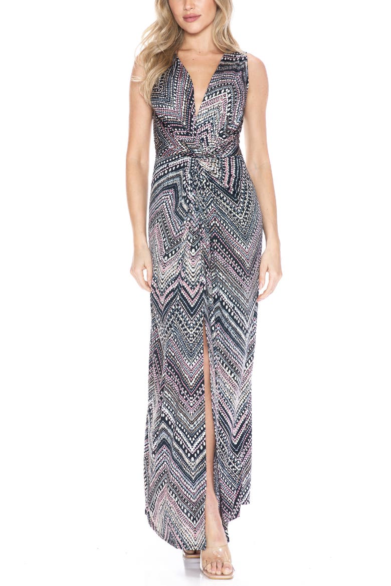 Twist Front Maxi Dress, Main, color, CHARCOAL