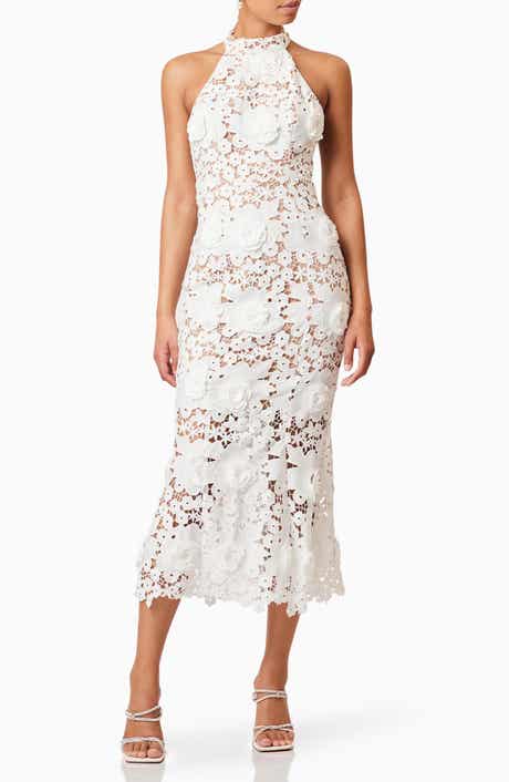 Elliatt Daffodil Floral Appliqué Midi Cocktail Dress