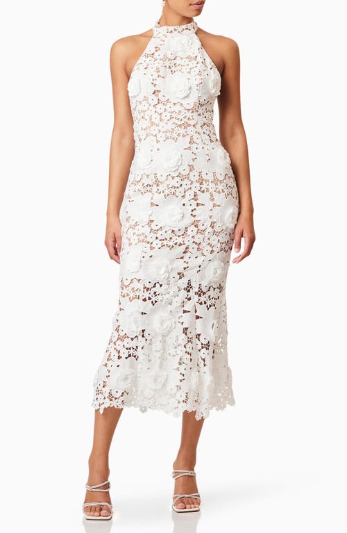 ELLIATT ELLIATT DAFFODIL FLORAL APPLIQUÉ MIDI COCKTAIL DRESS