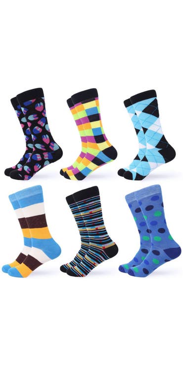 Fashion Patterned Dress Socks 6-Pack Gift Set