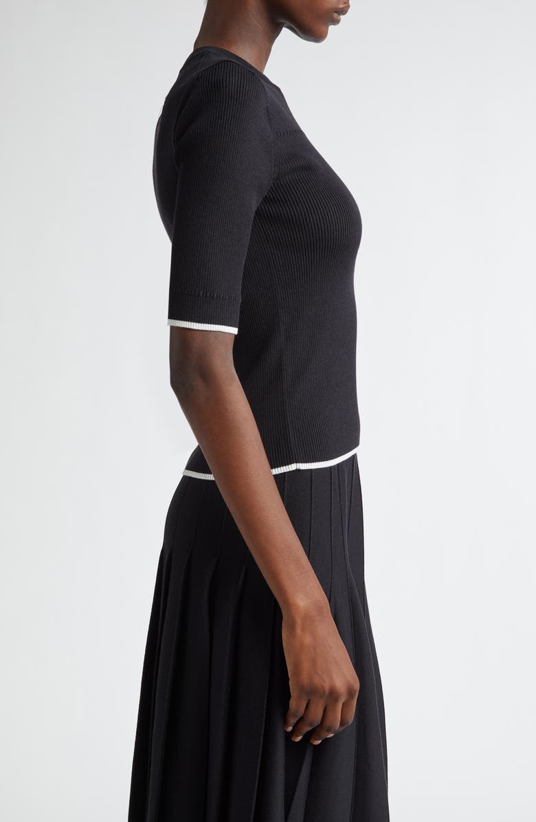 Thom Browne Tipped Virgin Wool & Silk Rib Sweater, Alternate, color,