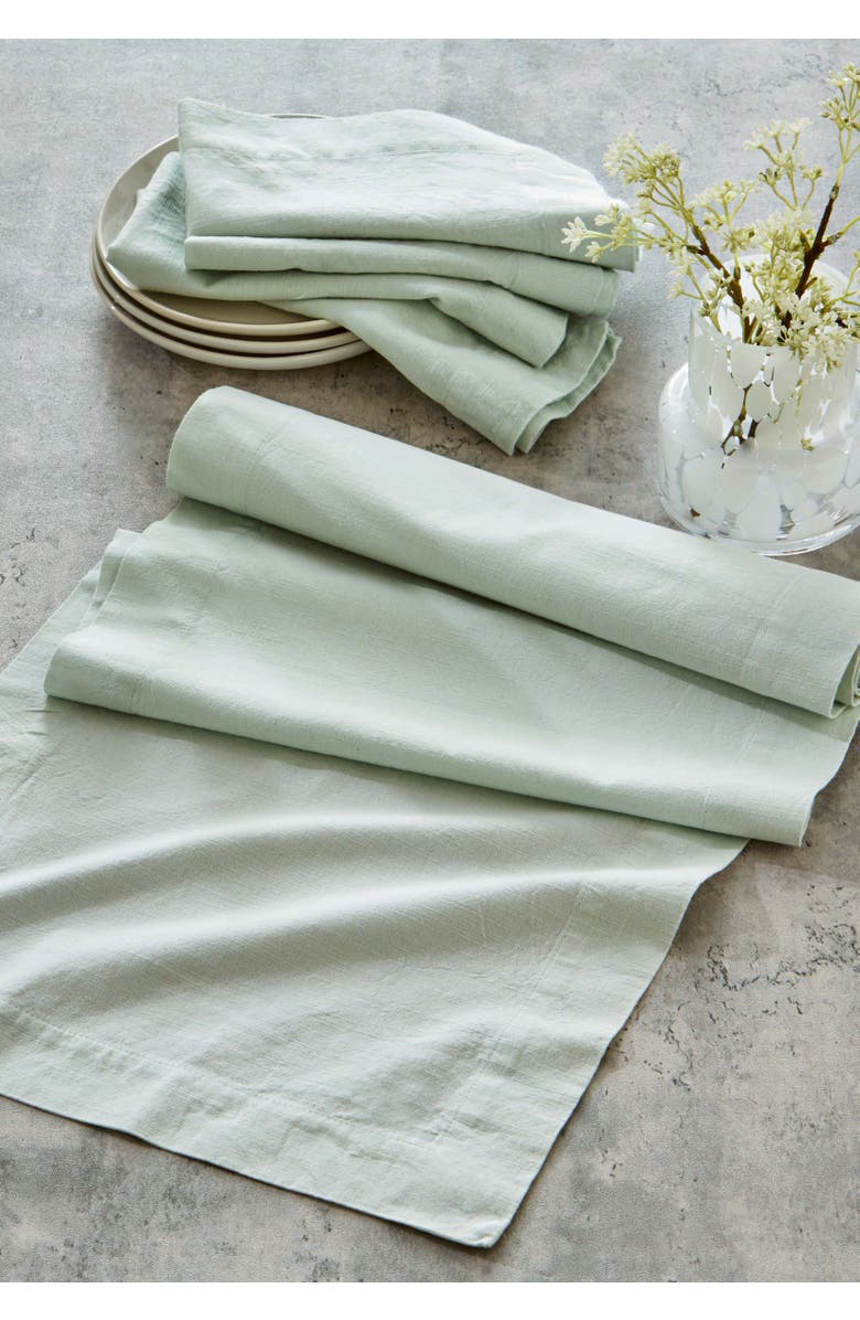 tag Light Blue Cotton Slub Table Runner for Everyday Dining Decor, Alternate, color, Blue