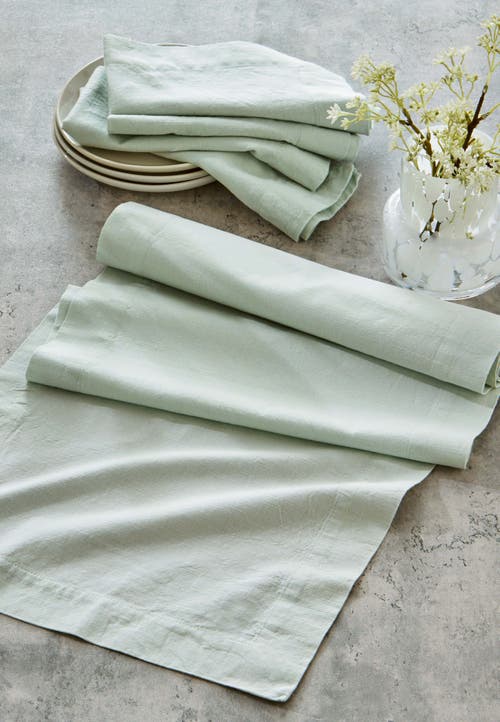 Tag Light Blue Cotton Slub Table Runner In Blue