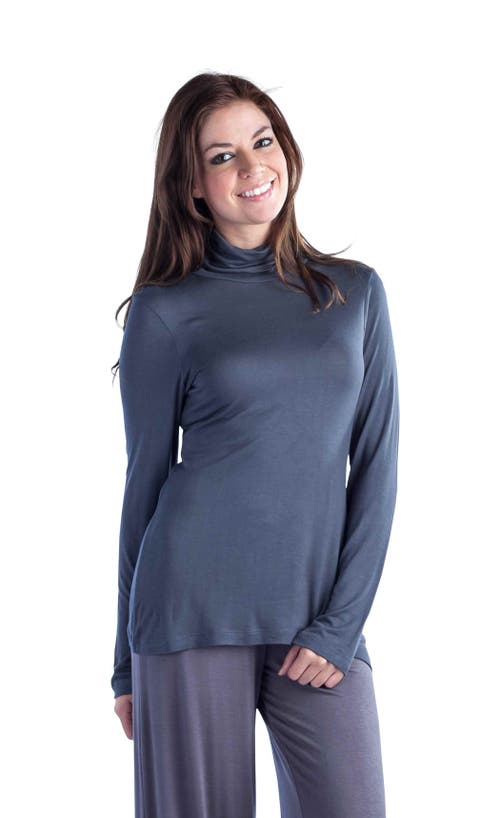24seven Comfort Apparel Plus Size Classic Womens Long Sleeve Turtleneck In Gray