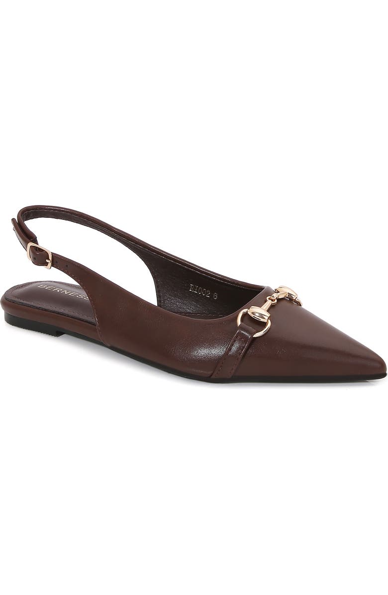 BERNESS Bit Slingback Flat, Main, color, Brown