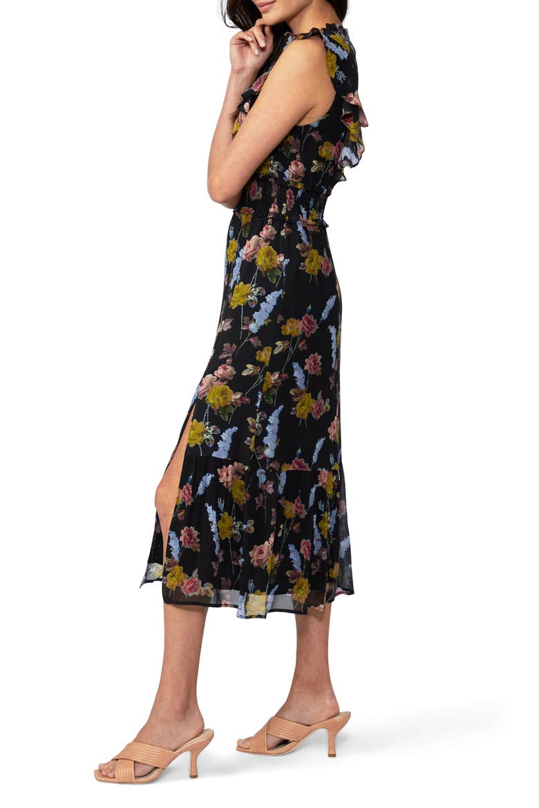Katharina Sleeveless Silk Chiffon Dress, Alternate, color, BLACK MULTI