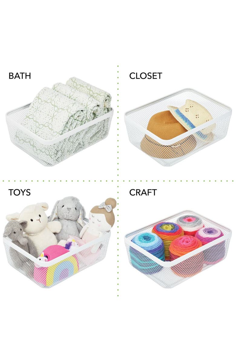 mDesign Metal Wire Food Organizer Storage Bin Basket for Kitchen, Pantry, Bathroom, Laundry Room, Closets, Garage - White, 4 Pack, Alternate, color, White