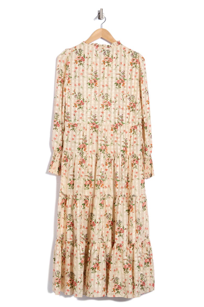 Floral Long Sleeve Midi Dress, Alternate, color, MUL-CREAM