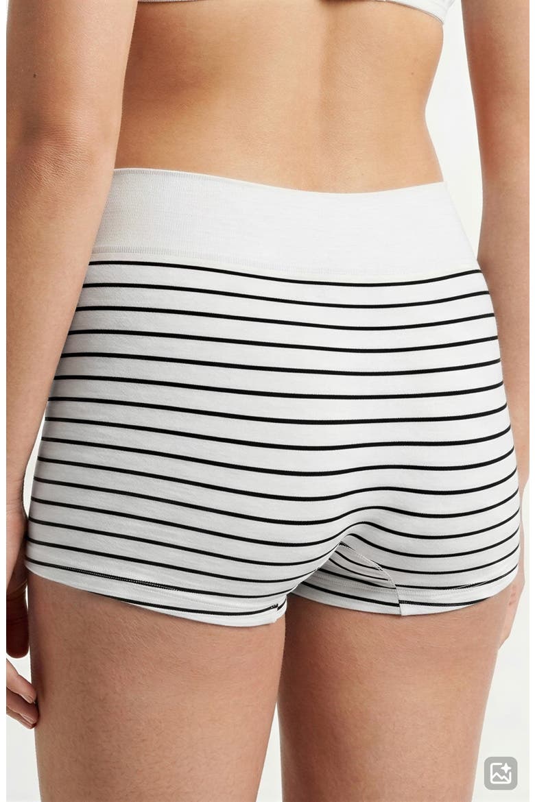 5-Pack Cotton Comfort Seamless Boyshorts, Alternate, color, WHITE STRIPE PACK