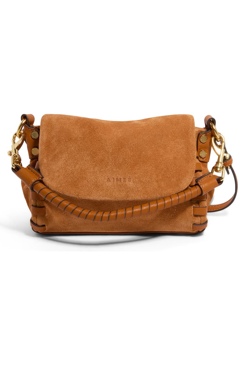 AIMEE Mini Zen Leather Crossbody Bag, Main, color, Rustic Caramel Suede