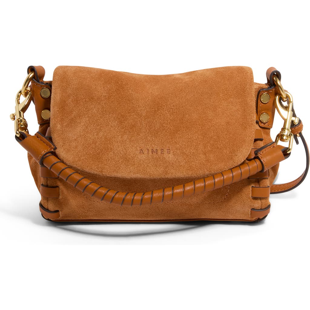 Aimee Mini Zen Leather Crossbody Bag In Brown
