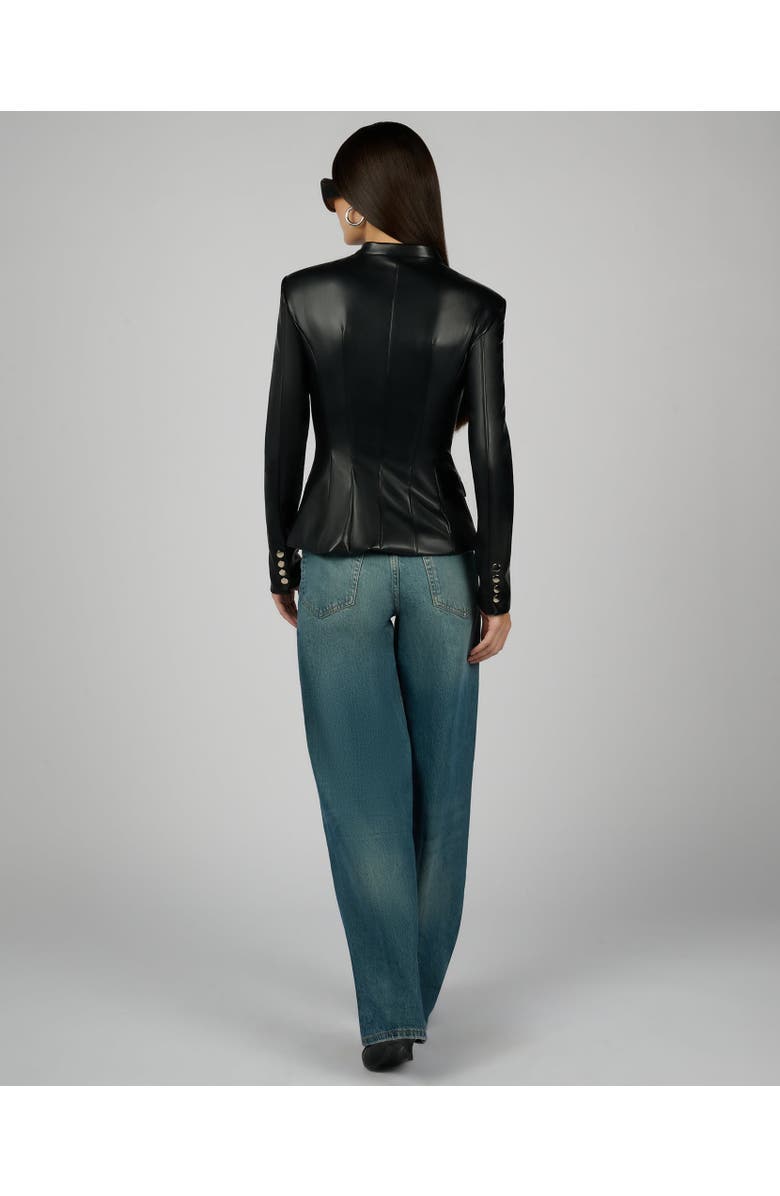 WeWoreWhat Vegan Leather Military Jacket, Alternate, color, Black