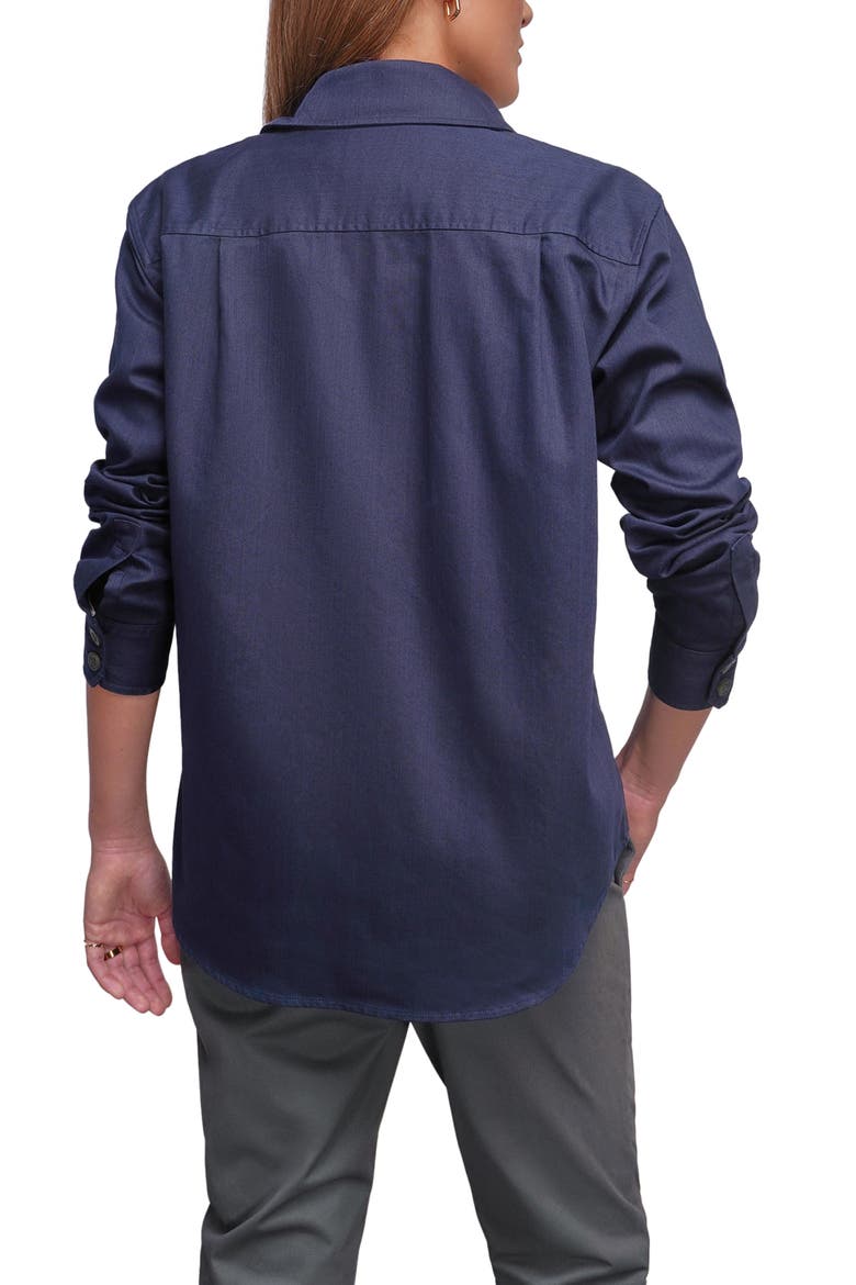 Essential Long Sleevde Button Up, Alternate, color, Navy