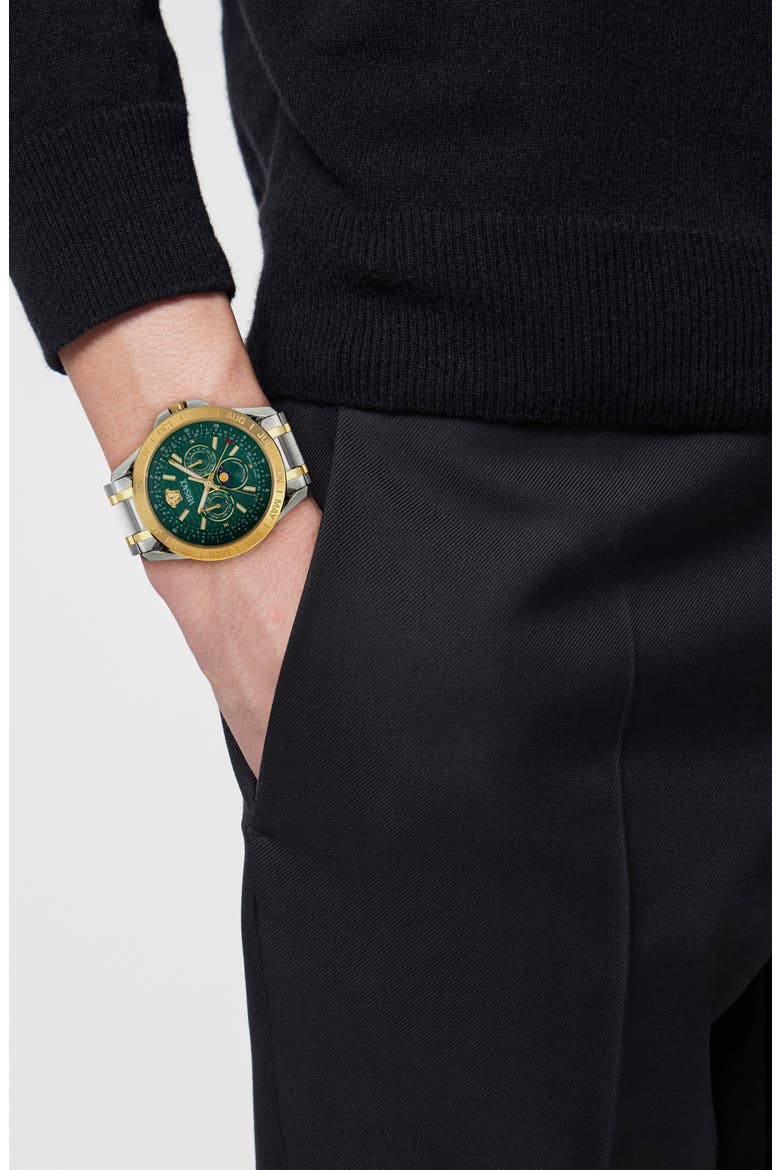 V-Galaxy Moonphase Two-Tone Bracelet Watch, 43mm, Alternate, color, TWO TONE