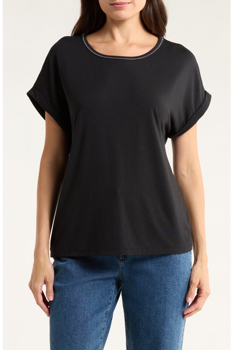 Kauai Caviar Beaded Collar T-Shirt, Main, color, BLACK