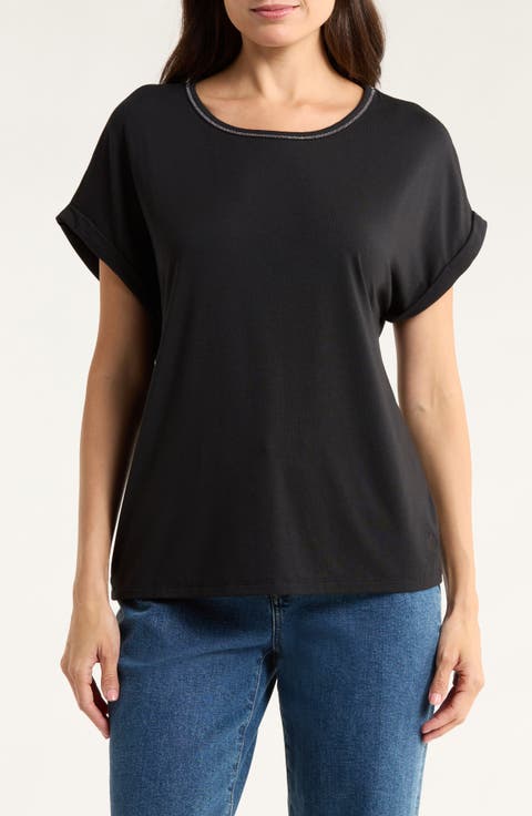 Kauai Caviar Beaded Collar T-Shirt