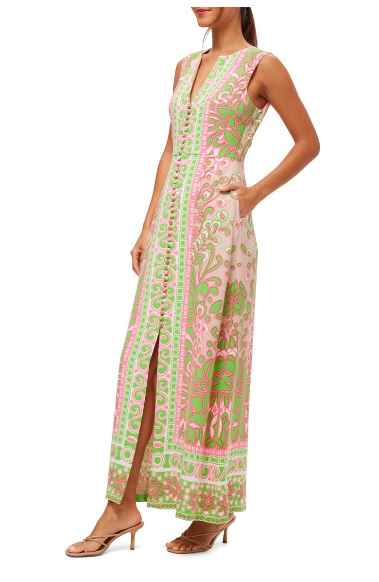 Trina Turk Button Front Printed Novak Maxi Dress, Alternate, color, 