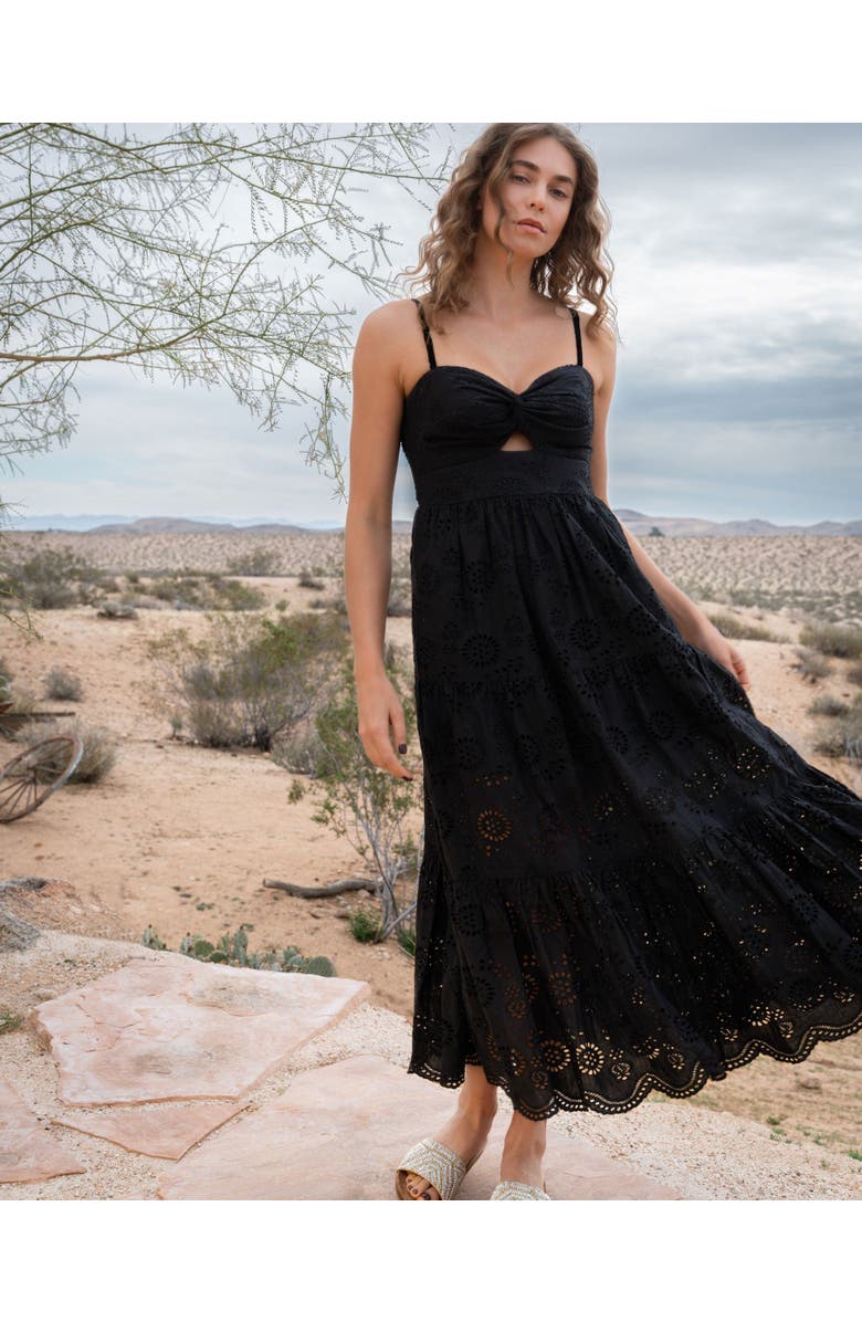Change of Scenery Jillian Embroidered Eyelet Tiered Maxi Dress, Alternate, color, Black