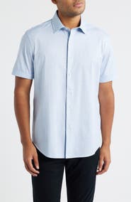 Bugatchi Miles OoohCotton® Print Short Sleeve Button-Up Shirt
