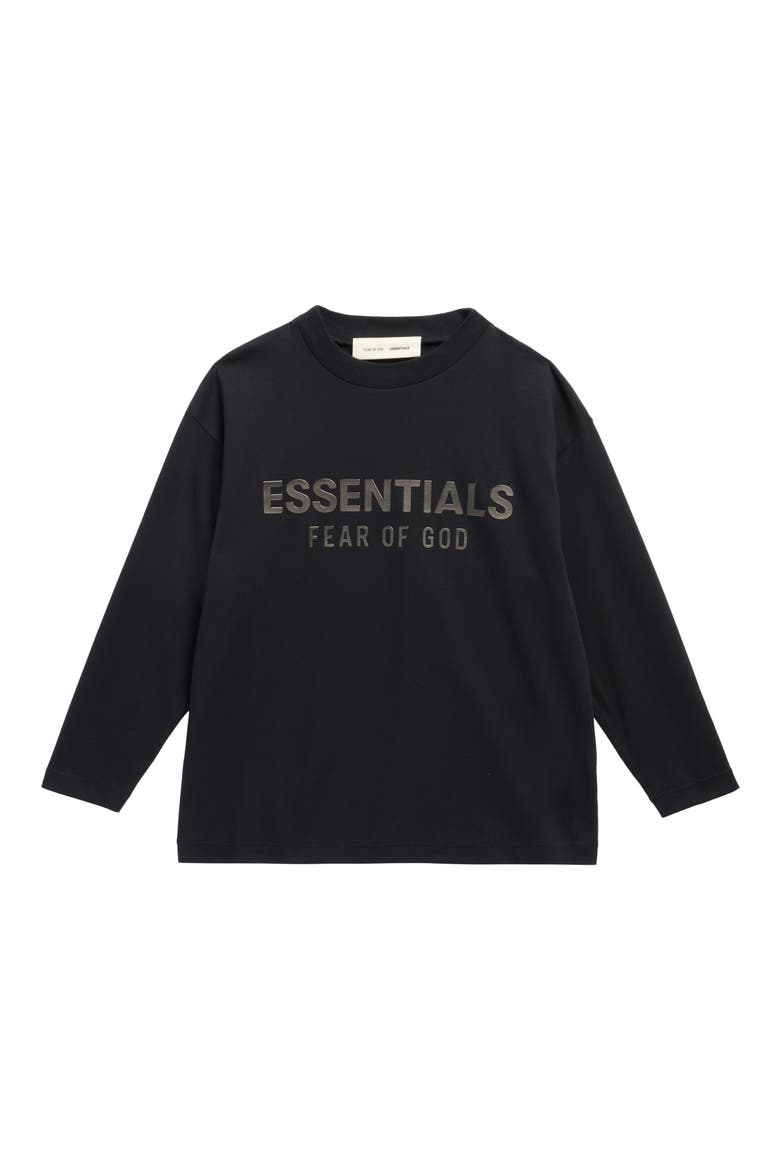 Kids' Classic Fit Long Sleeve Logo Graphic T-Shirt, Main, color, JET BLACK