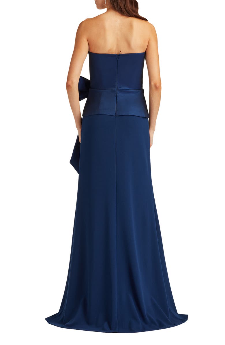 Tadashi Shoji Strapless Stretch Crepe Gown, Alternate, color, Navy