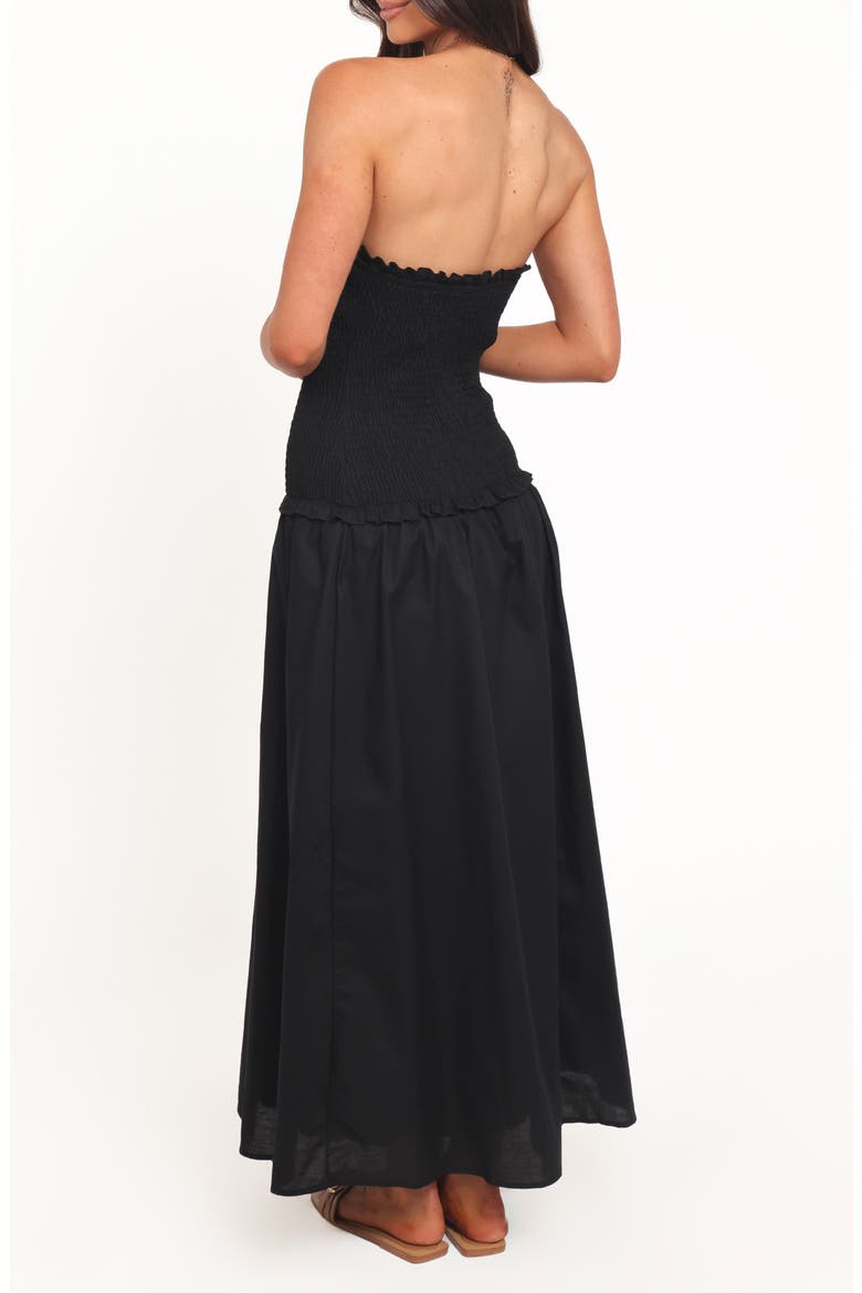 Bea Strapless Cotton & Linen Maxi Dress, Alternate, color, BLACK