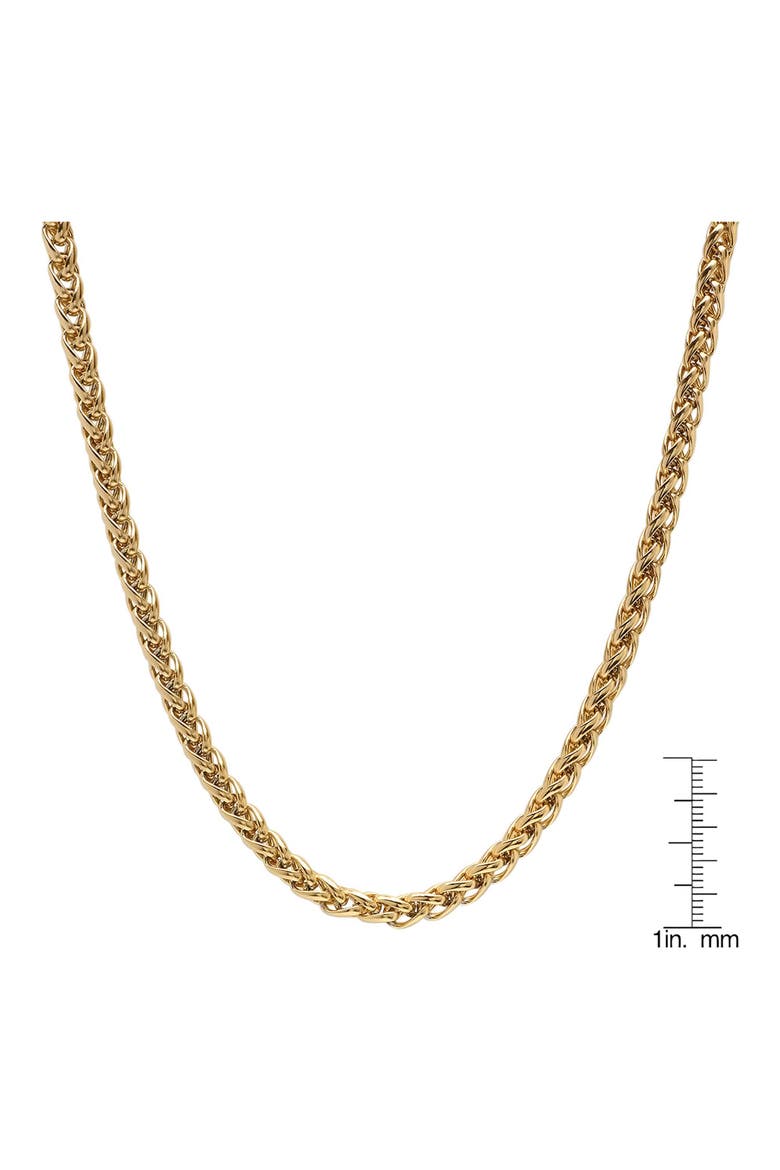 Men's 18k Gold Plated Wheat Chain Necklace, Alternate, color, GOLD