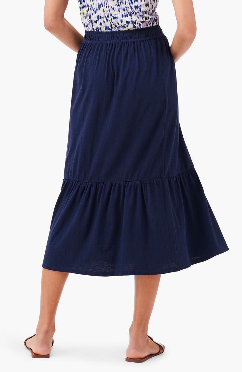 NZT by NIC+ZOE Tiered Cotton Blend A-Line Midi Skirt, Alternate, color, Dark Indigo