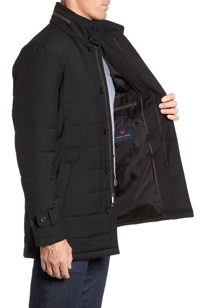 Quilted Car Coat, Alternate, color, BLACK