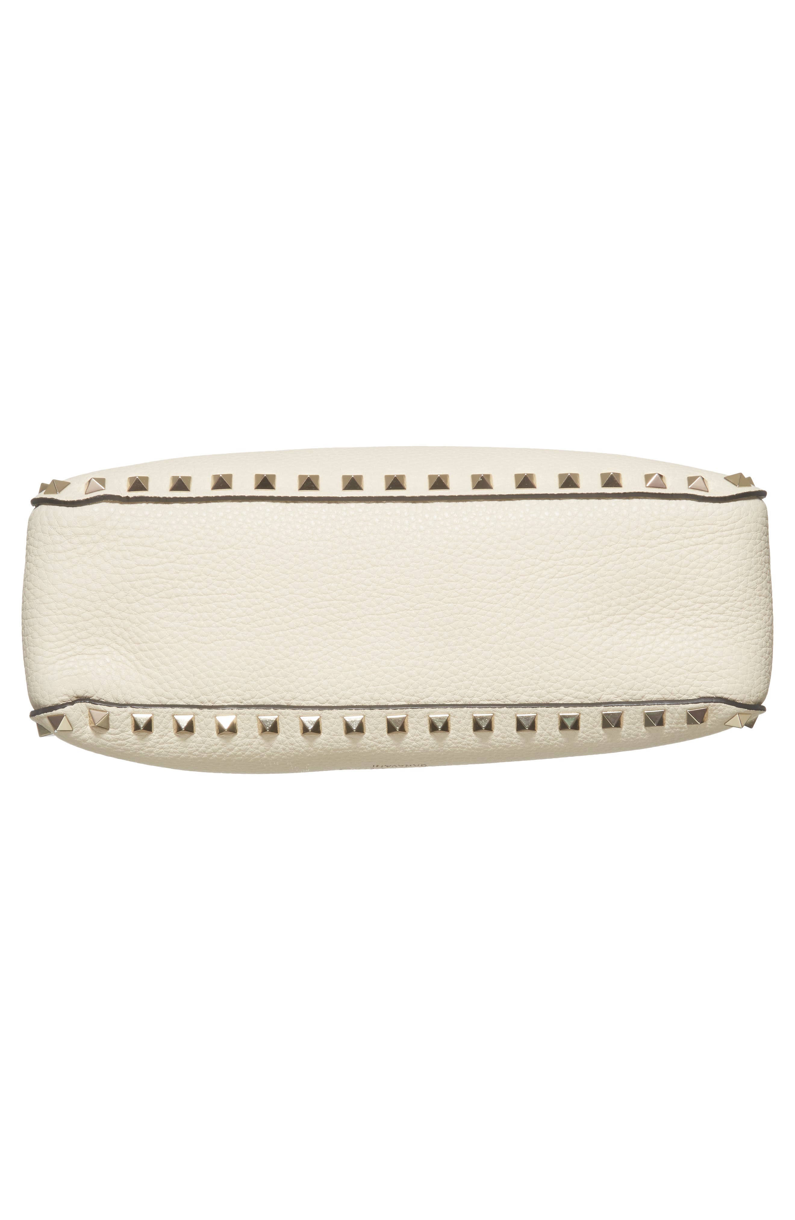 Small Rockstud Leather Hobo, Alternate, color, IVORY