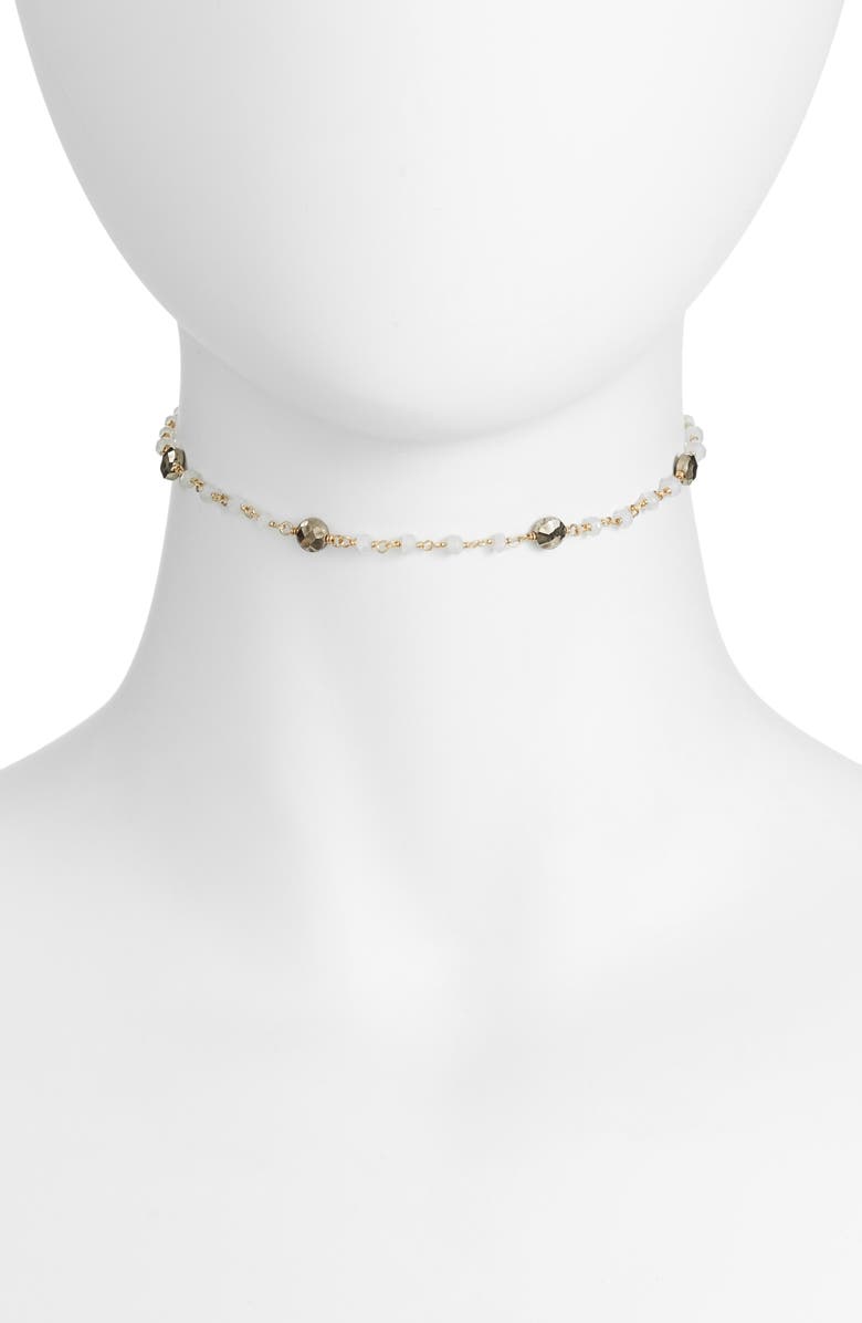 ela rae Diana Semiprecious Stone Satellite Choker, Main, color, 