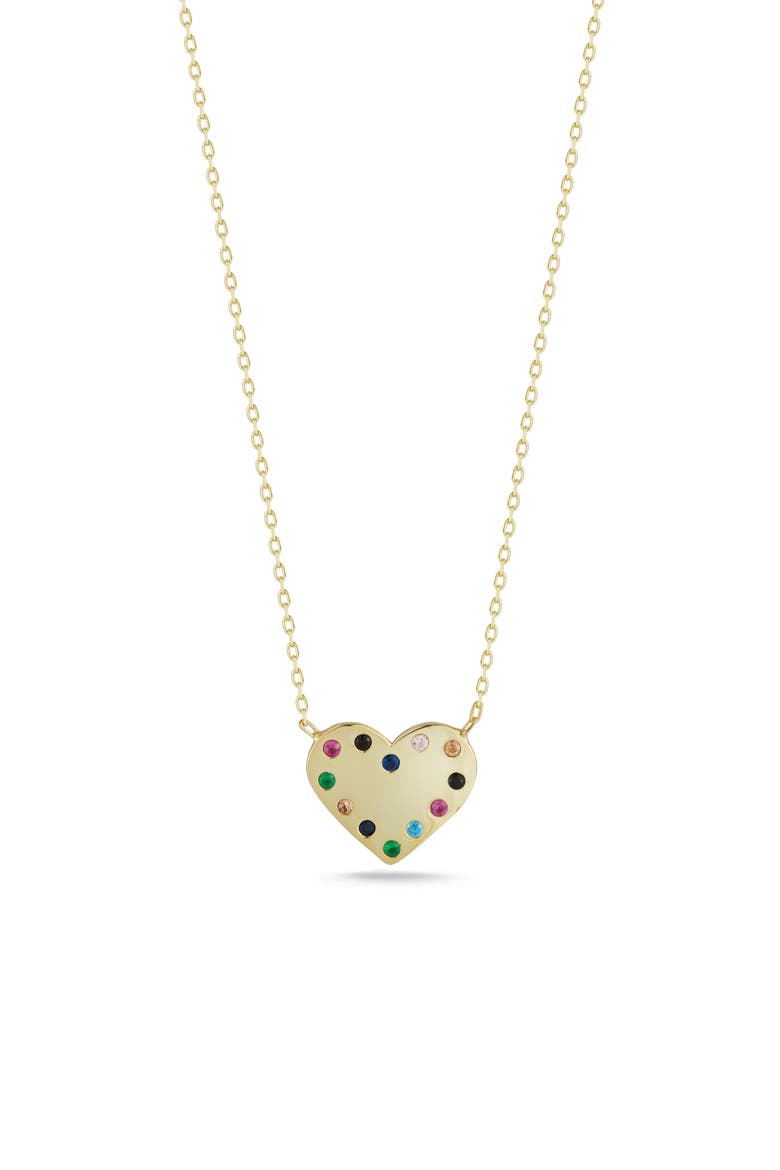 Cubic Zirconia Heart Shape Pendant Necklace, Main, color, GOLD