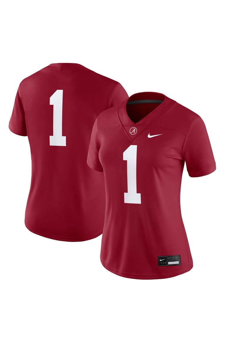 Women's Nike #1 Crimson Alabama Crimson Tide Game Jersey, Main, color, Crimson