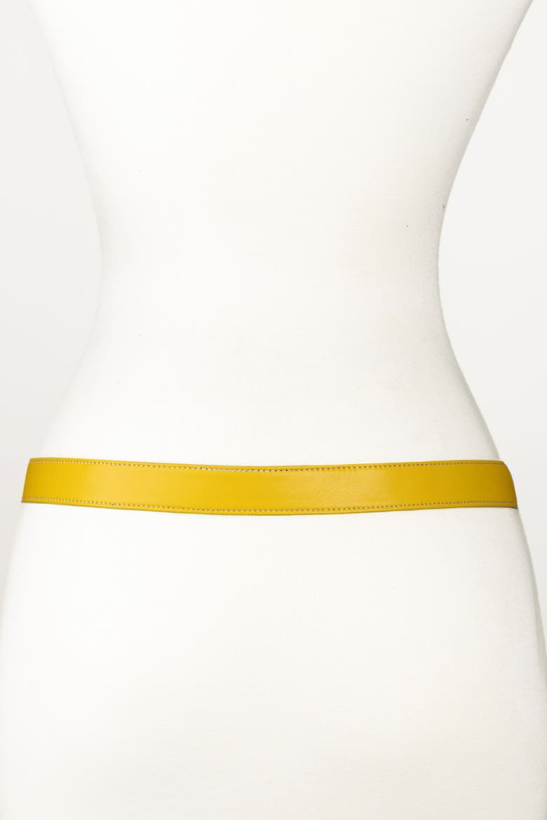 Double Bee Clasp Buckle Leather belt, Alternate, color, Yellow