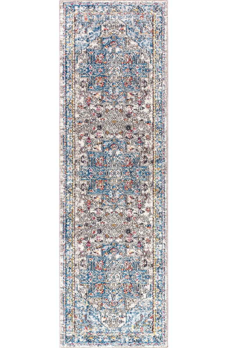 JONATHAN Y Manisa Vintage Medallion Area Rug, Main, color, Ivory/Peacock Blue/Coral