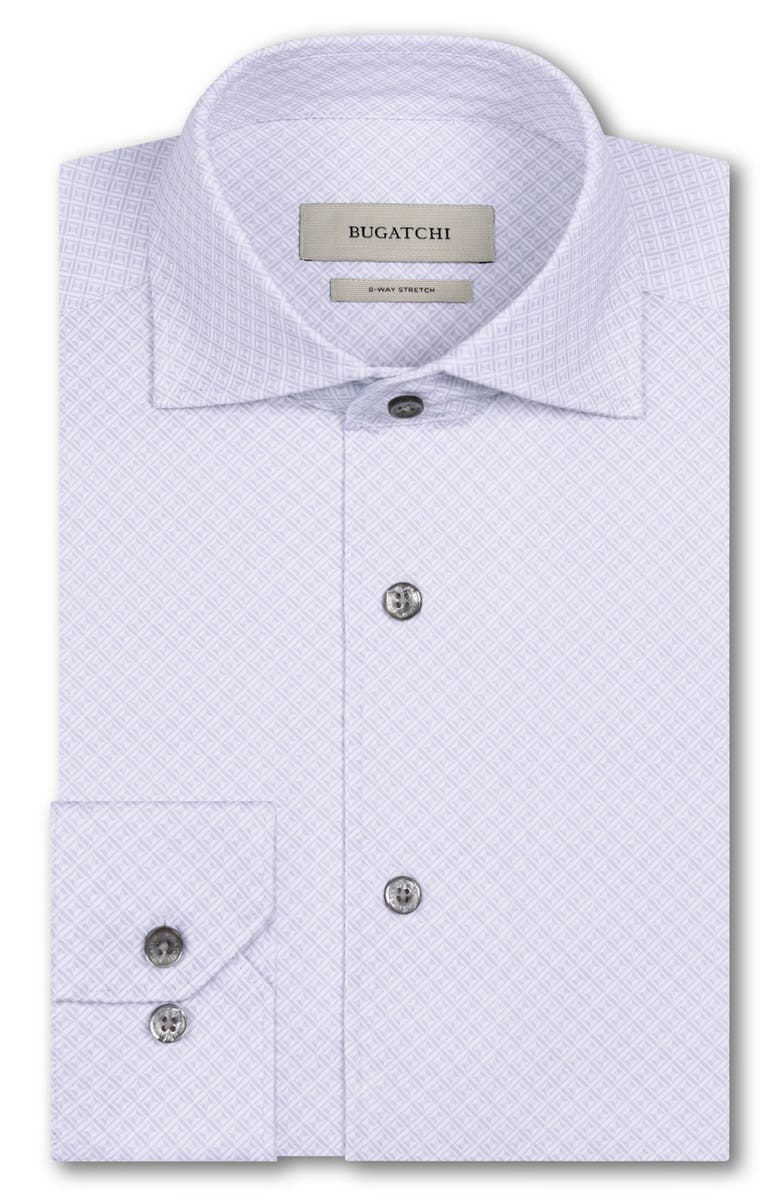 Bugatchi Devon OoohCotton<sup>®</sup> Geo Print Button-Up Shirt, Alternate, color, Platinum