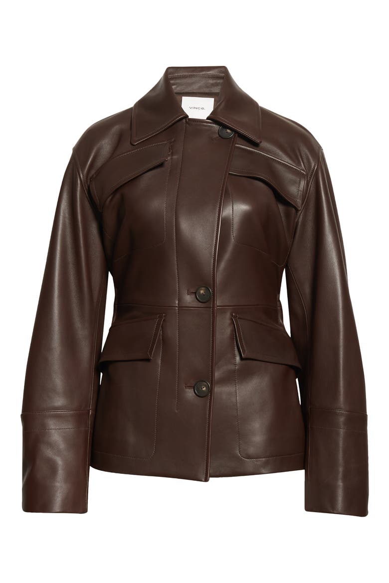 Leather Safari Jacket, Alternate, color, BLACK TRUFFLE