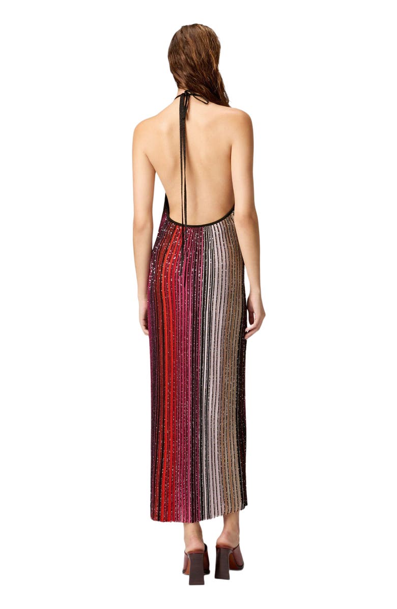 Missoni Striped Partialized Midi Dress With Sequins And V-neck, Alternate, color, Black 
Red